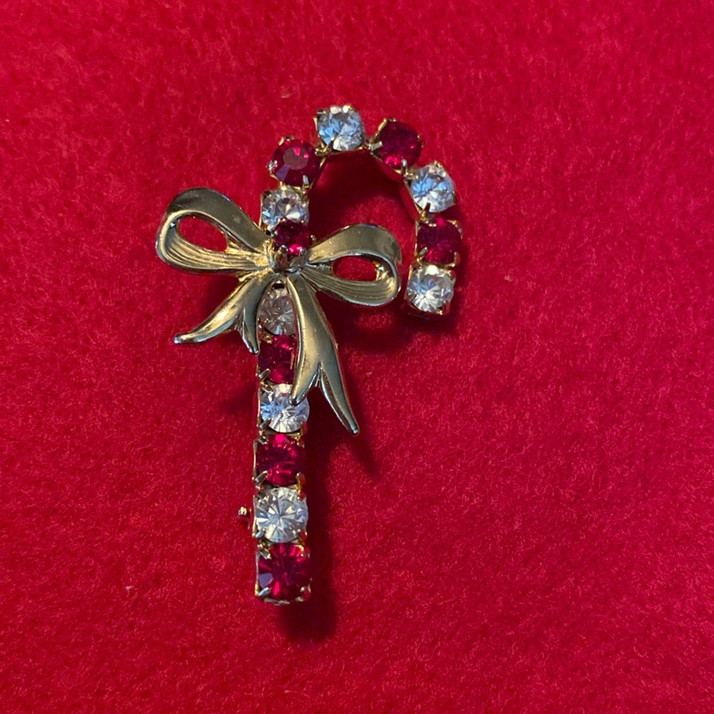 Vintage Eisenberg Ice Candy Cane Brooch